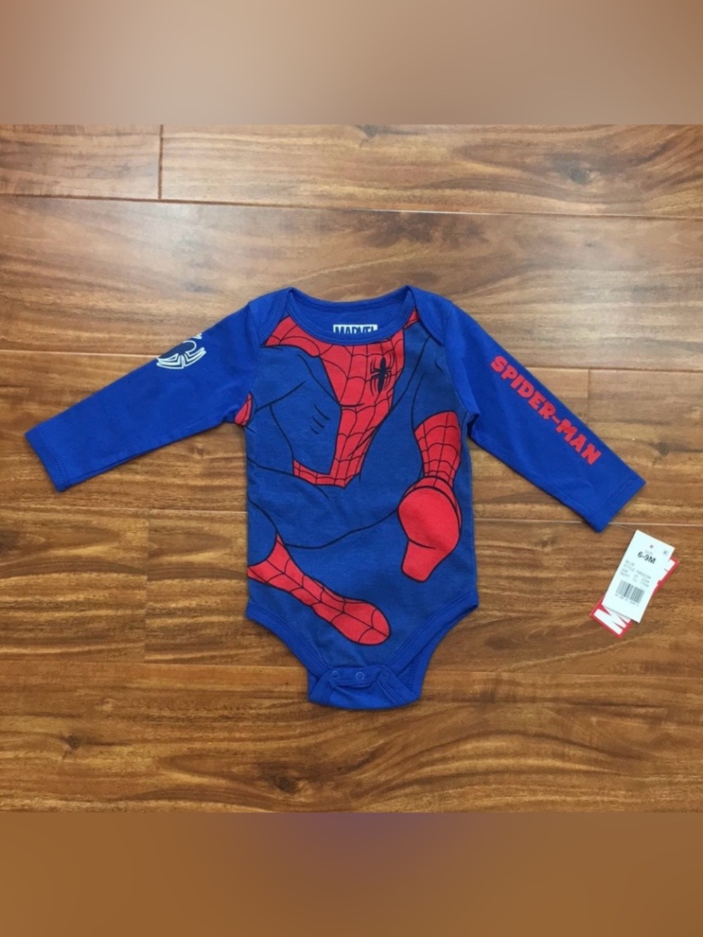 NWT New Baby Marvel Spider-Man Long Sleeve Onesie Size 6-9M Casual Loungewear